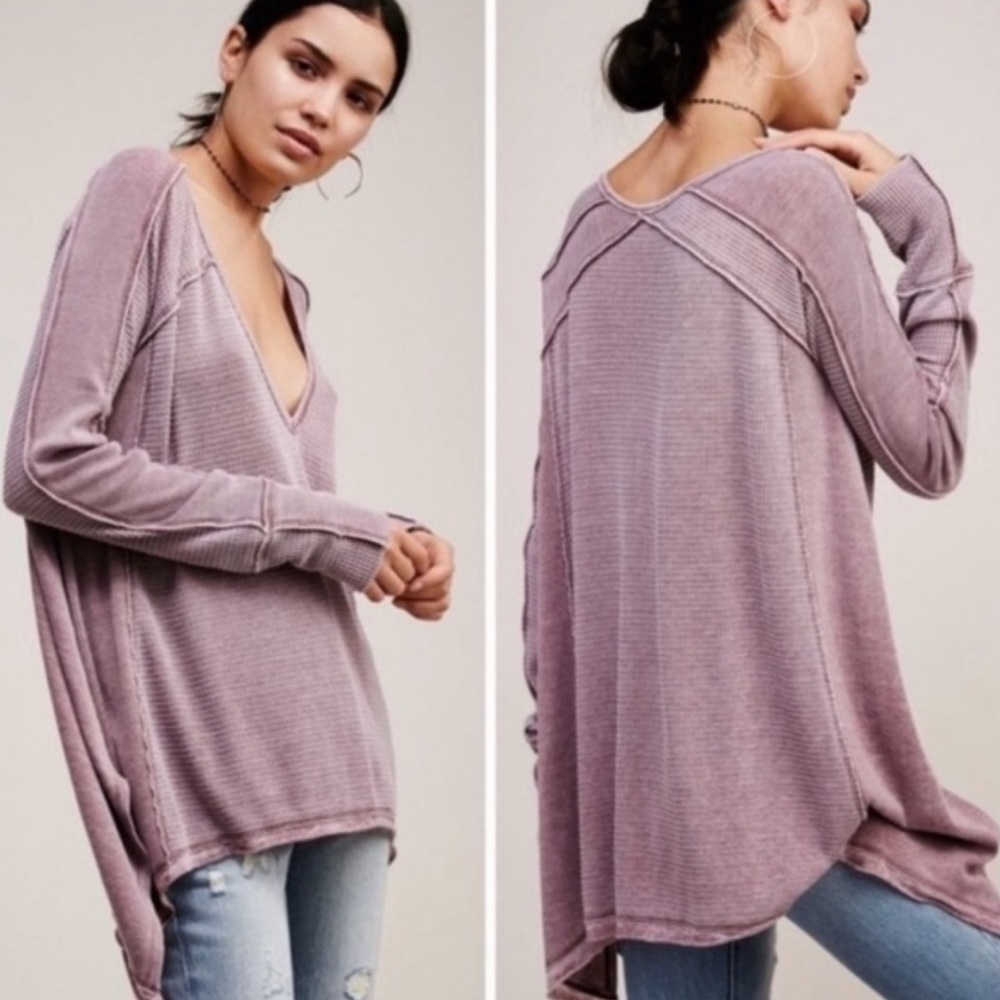 Free People Pacific Waffle Knit Thermal Slouch Top 💜
